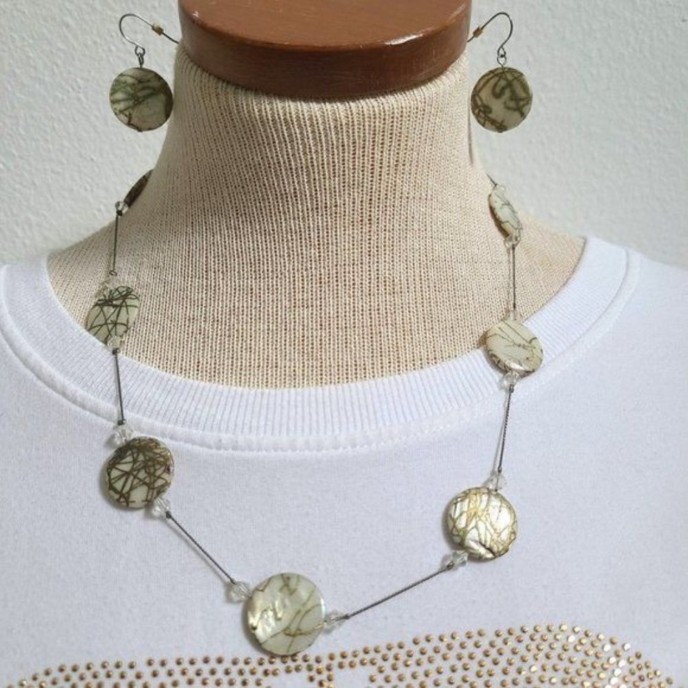 Marble style glass bead  Necklace/Earring set